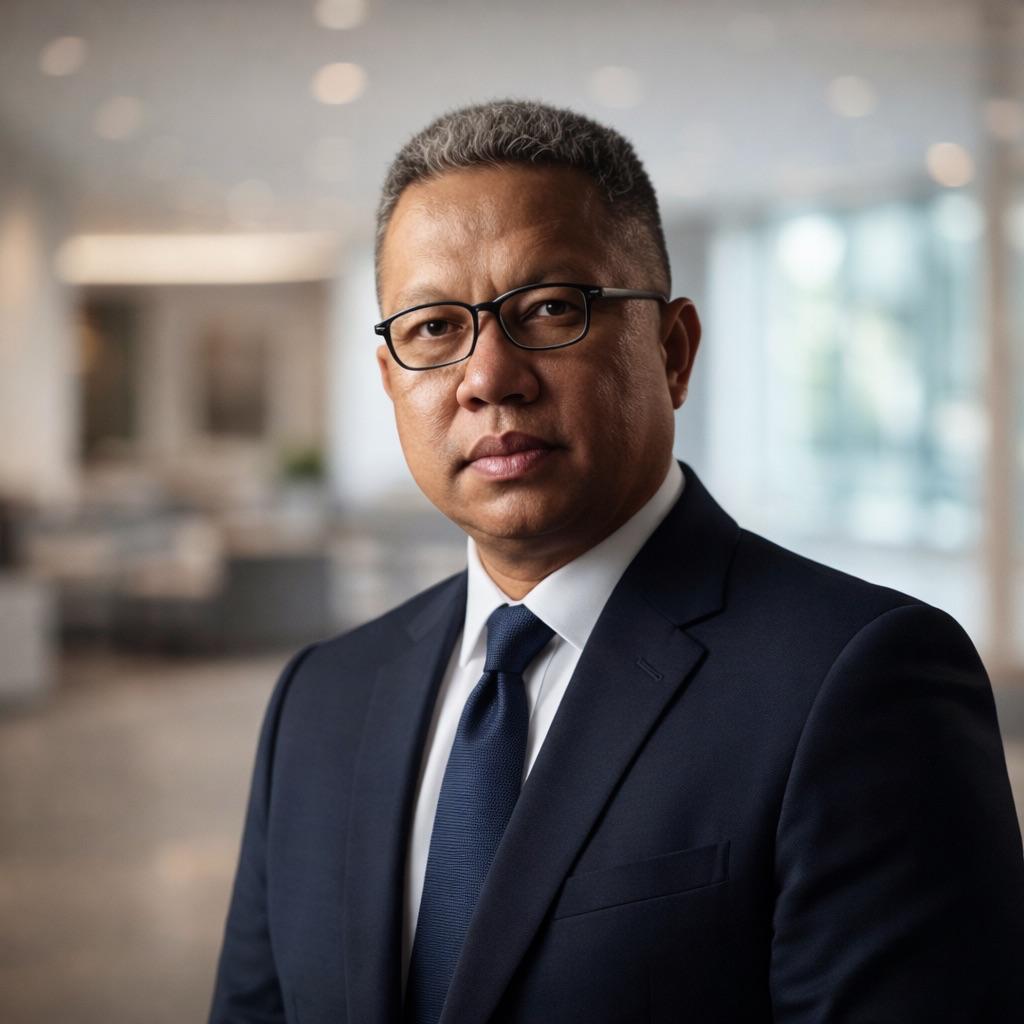 Oscar Sitompul in a professional suit